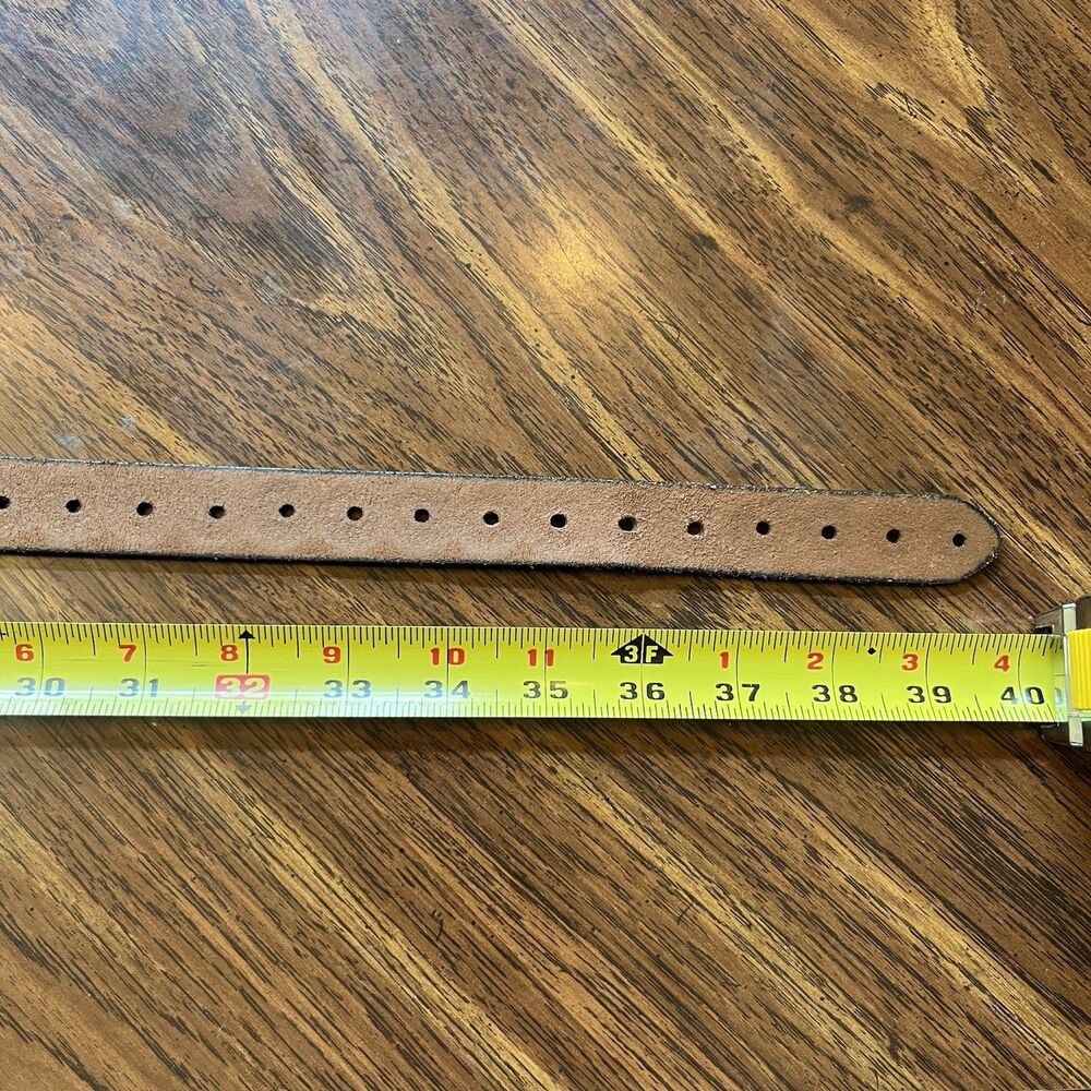 FOSSIL BROWN TOOLED LEATHER SINGLE PRONG/BRASS BUCKLE WOMENS LEATHER BELT:M - Picture 2 of 8